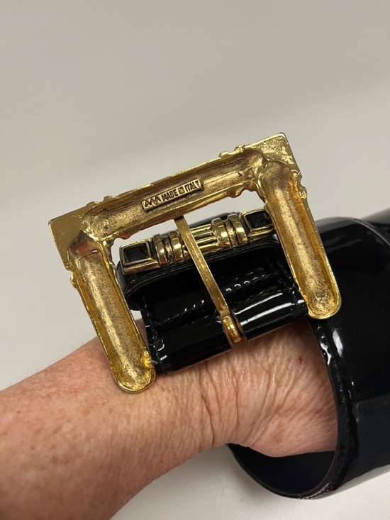 Source Unknown Black Patent Belt with Gold Ornate Buckle M/L main image 13